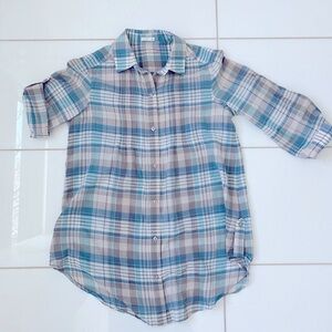 Club Monaco plaid tunic shirt